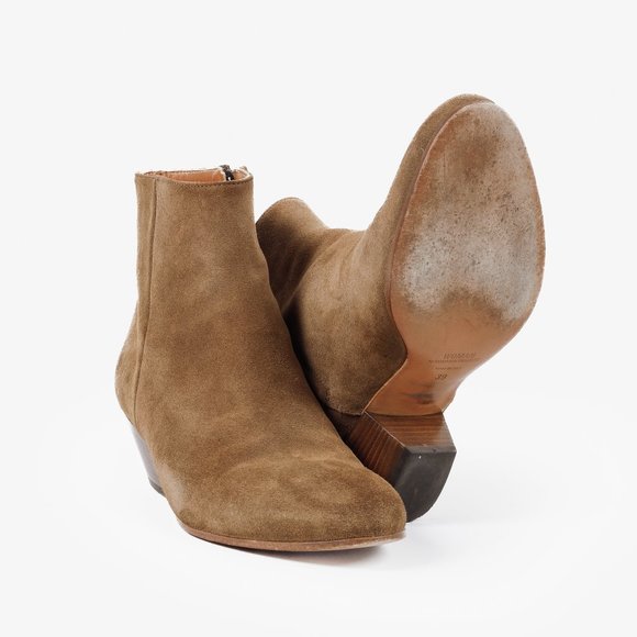 Woman by Common Projects Suede Tobacco Brown Zip Ankle Boots - Picture 4 of 11